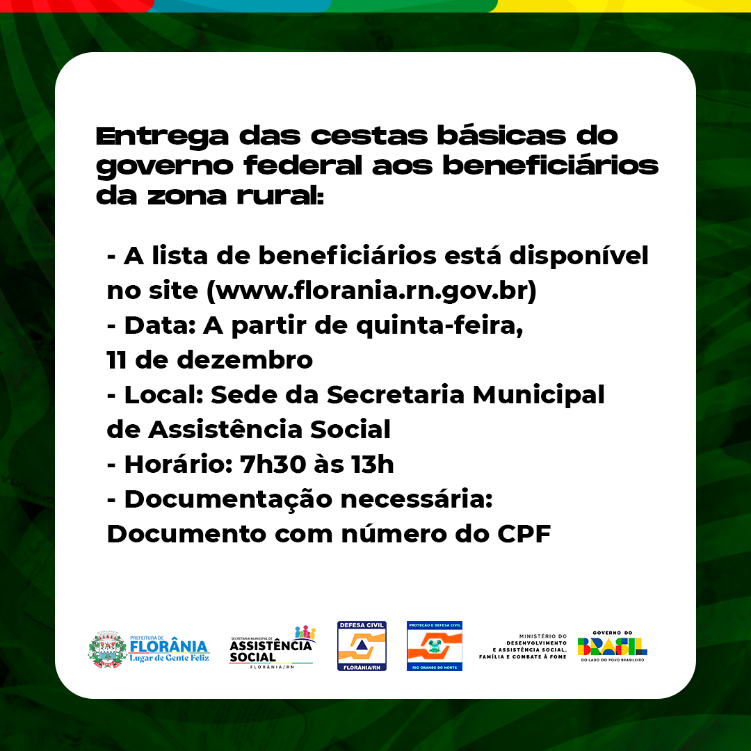 Imagem da notícia: DISTRIBUIÇÃO DE CESTAS BÁSICAS